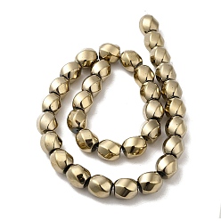Light Gold Plated Electroplated Non-Magnetic Synthetic Hematite Beads Strands, Long-Lasting Plated, Twist Oval, Light Gold Plated, 12~12.5x11.5~12mm, Hole: 1mm, about 33pcs/strand, 16.14''(41cm)