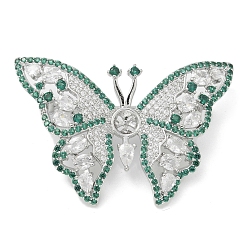 Настоящее золото 18K Бабочка латунные фианиты броши, реальный 18 k позолоченный, 30x45 мм