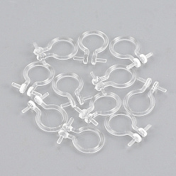 Clear Plastic Clip-on Earring Findings, For Non-pierced Ears, Clear, 11x8x1mm, Pin: 1mm