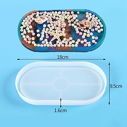 Белый Пищевые силиконовые формы для овальных подставок, формы для литья смолы, для уф-смолы, изготовление изделий из эпоксидной смолы, белые, 180x95x16 мм