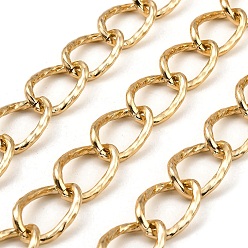 Золотой Алюминий обуздать цепи, твист, несварные, с катушкой, золотые, 29x19x3 мм, около 16.40 футов (5 м) / рулон
