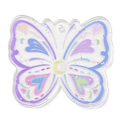 Светло-Голубой Акриловые подвески, бабочка, Небесно-голубой, 31.5x35.5x1.5 мм, отверстие : 1.8 мм