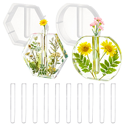 Mixed Shapes 2шт. 2 виды силиконовых форм для ваз, с 10шт. силиконовых форм для изготовления трубок, разнообразные, 159~165x183~186x33.5~34 мм