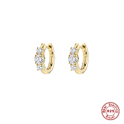 Прозрачный Серьги-кольца из настоящего серебра 18k с золотым покрытием 925 из стерлингового серебра с микропаве циркония, прозрачные, 10.6 мм
