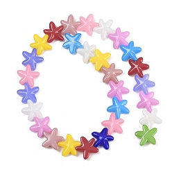 (52) Непрозрачная лаванда Выпечка окрашенные стеклянные бусины, морская звезда, разноцветные, 18x16.5x5.5 мм, отверстие : 1 мм, около 28 шт / нитка, 15.94 дюйм (40.5 см)