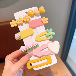 Бледно-Розовый Цветочные пластиковые заколки для волос, аксессуары для волос для женщин и девочек, розовый жемчуг, 40~65 мм, 8 шт / комплект