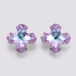 Violet K9 Glass Rhinestone Pendants, Imitation Austrian Crystal, Faceted, Cross, Violet, 28x28x11mm, Hole: 1.6mm