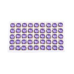 Танзания Aurora(jm) пришиваем горный хрусталь, граненый стеклянный горный хрусталь, многожильных ссылки, с латунной оправой золотистого цвета, плоско-круглые, танзанитом, 10x6.5 мм, отверстие : 1 мм