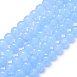 Небесно-голубой Натуральный Malaysia нефритовые бусы пряди, окрашенная и подогревом, круглые, голубой, 8~8.5 мм, отверстие : 1.2 мм, около 48 шт / нитка, 14.96 дюйм (38 см)
