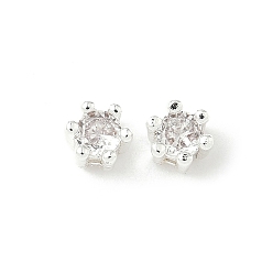 Прозрачный Латунные микро проложить кубического циркония бусы, круглые, стойки покрытие, долговечный, серебряные, прозрачные, 4.5x4.5x4.5 мм, отверстие : 1 мм