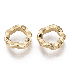Echt 18 k vergoldet Messing Verbinderring, Nickel frei, echt 18 k vergoldet, gehämmert, 9.5x2.5 mm, Innendurchmesser: 6 mm