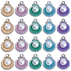(52) Непрозрачная лаванда 50 шт 5 цвета сплава эмаль подвески, с пластиковым буртиком, без кадмия и без свинца, оболочка, разноцветные, 14.5x11.5x7 мм, отверстие : 1.2 мм, 10 шт / цвет