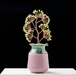 Перидот Натуральные хризолитовые чипсы дерево жизни украшения, Медная проволока, энергетический камень фэн-шуй, подарок для женщин и мужчин, медитация, 160~170 мм