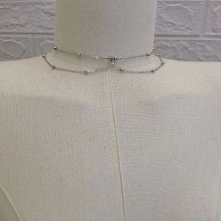 Платина Ожерелья-чокеры из сплава со стразами, платина, 650 мм