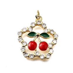 Вишня Латунь эмаль подвески, с микро проложить четкого кубического циркония, стойки покрытие, долговечный, без свинца и без кадмия, реальный 18 k позолоченный, с целью перехода в кольце, вишня, 22.5x20x4 мм, отверстие : 3 мм