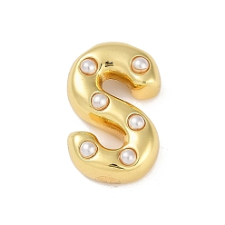 Letter S Латунные подвески, без кадмия, без никеля и без свинца, с абс, Письмо ~ Z, Письмо с, 21x13.5x6.5 мм, отверстие : 3.5 мм