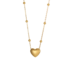 Настоящее золото 14K 304 подвесные из нержавеющей стали ожерелья, сердце, ионное покрытие (ip), реальный 14 k позолоченный, 16.93 дюйм (43 см)