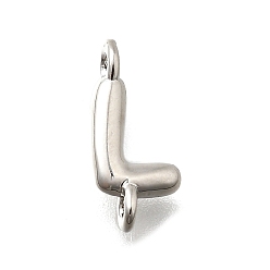 Letter L Подвески из латуни, без свинца и без кадмия, долговечный, стойки покрытие, платина, Письмо L, 12.5x5.5x2 мм, отверстие : 1.2 мм