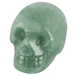 Зеленый Авантюрин Резные фигурки черепа из натурального зеленого авантюрина, для домашнего украшения рабочего стола, 26x18x16 мм