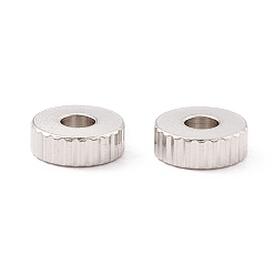 Нержавеющая Сталь Цвет Не тускнеет 201 рифленые бусины из нержавеющей стали, плоско-круглые, цвет нержавеющей стали, 6x2 мм, отверстие : 2.2 мм