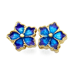 Цветок Латунь эмаль бисера, золотые, цветок, 9.3 мм, отверстие : 1.5 мм