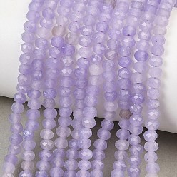 Lilac Dyed Natural Whie Jade Beads Strands, Rondelle, Faceted, Lilac, 4x3~3.5mm, Hole: 0.8mm, about 105~106pcs/strand, 14.57''~14.76''(37~37.5cm)
