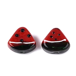 Roja Abalorios de colores vario hechos a mano, sandía, rojo, 16.5~17.5x19~19.5x12 mm, agujero: 1.4~1.5 mm