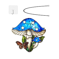 Темно-Голубой Гриб железный настенный декор, для сада, крыльца, патио, балкона, украшения, с цепью и крючком, глубокое синее небо, 201x305 мм