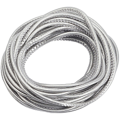 Серебро 10м плоский шнур из искусственной кожи, кожаный шнур ювелирных изделий, ювелирные изделия diy шнур, серебряные, 5~5.5x3 мм, около 10.94 ярдов (10 м) / комплект