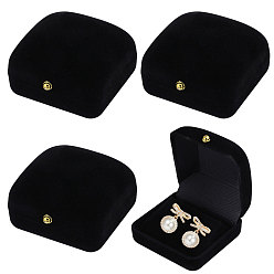 Черный Флокированные коробки для хранения сережек, квадратный, чёрные, 6.5x6.55x4.05 см