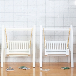 Белый Качели из мдф-панели миниатюрные украшения, аксессуары для кукольного домика с микро-ландшафтом, притворяясь опорными украшениями, белые, 123x110x160 мм