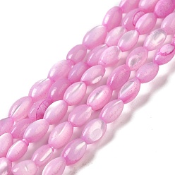 Бледно-Розовый Натуральные бусины из ракушек трохуса, окрашенные, рис, розовый жемчуг, 5x3~3.5 мм, отверстие : 0.7 мм, около 81~82 шт / нитка, 15.39''~15.51'' (39.1~39.4 см)