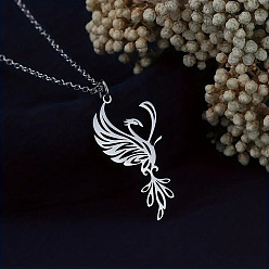 Нержавеющая Сталь Цвет 201 Женские ожерелья с подвеской в виде феникса из нержавеющей стали, не тускнеет, цвет нержавеющей стали, 15.75 дюйм (40 см)