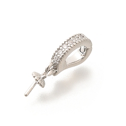 Платина Латунное микропейв, прозрачный кубический цирконий, складные застежки, долговечный, платина, 18x3.5x6.5 мм