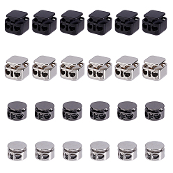 (52) Непрозрачная лаванда 24шт 4 стили сплав пружинный шнур замки, 2 пружинная застежка с кулиской, кубические, разноцветные, 14x14~15x10~15 мм, 6 шт / стиль