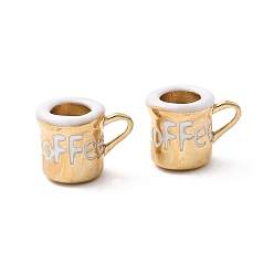 Золотой 304 прелести нержавеющей стали, с эмалью, амулеты чашка кофе, золотые, 10x13x9 мм, отверстие : 3x2.5 мм