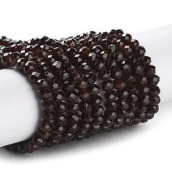 Кокосово-Коричневый Запекание расписных стеклянных бусин с имитацией нефрита, граненые, шайба, кокосового коричневый, 4x3 мм, отверстие : 1 мм, около 105~110 шт / нитка, 38~39 см
