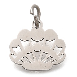 Нержавеющая Сталь Цвет 304 прелести нержавеющей стали, с целью перехода в кольце, шарм из ракушек, лазерная резка, цвет нержавеющей стали, 11x12x1 мм, отверстие : 3 мм