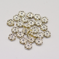 Нарцисс Rondelle волна латунные горный хрусталь Spacer бисер, серебряные, бледно-желтый цвет, 5x2 мм, отверстие : 1 мм