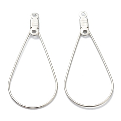 Stainless Steel Color Non-Tarnish 316 Stainless Steel Earring Findings, Oval, Stainless Steel Color, 39x19x1.4mm, Hole: 1.2mm