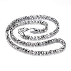 Color de Acero Inoxidable 304 Collares de cadena de malla de acero inoxidable que no se deslustran, con cierre de langosta, color acero inoxidable, 23.6 pulgada (60 cm), 5 mm