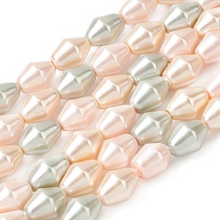 (52) Непрозрачная лаванда Нити бусин-имитаторов из гальванизированного непрозрачного стекла с имитацией жемчуга, двухконусные, разноцветные, 10x7 мм, отверстие : 0.7 мм, около 39 шт / нитка, 15.35'' (39 см)