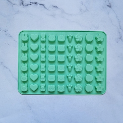 Зеленый газон Пищевые силиконовые формы, формы помады, для украшения торта поделки, цвет шоколада, конфеты, изготовление ювелирных изделий на основе смолы и эпоксидной смолы, кролик и морковка и медведь и цветок, зеленый газон, 208x150x10 мм