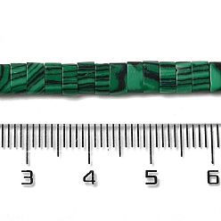Malachite Perles synthétiques malachite brins, 2-trou, rectangle, 2.5~3x5x2.5mm, Trou: 0.8mm, Environ 138~140 pcs/chapelet, 15.28''~15.31'' (38.8~38.9 cm)