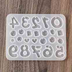 Белый Силиконовые формы для подвесок, формы для литья смолы, алфавит, белые, 94x120x6 мм, отверстие : 1.2 мм