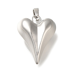 Платина Стойки обшивки латунные подвески, долговечный, без свинца и без кадмия, сердце, платина, 23.5x17.5x11 мм, отверстие : 8x4 мм