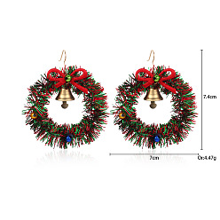 Christmas Bell Серьги из нового сплава, с эмалью, акрилом и смолой, золотые, Рождественский колокольчик, 74x70 мм