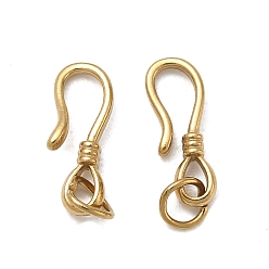 Real 18K Gold Plated 304 Stainless Steel S-Hook Clasps, Ion Plating(IP), Long-Lasting Plated, Real 18K Gold Plated, 12x4.5x2mm, Hole: 3mm