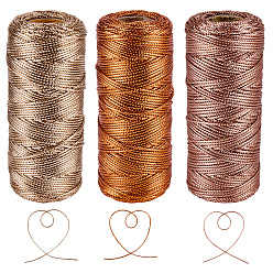 (52) Непрозрачная лаванда 3 рулоны 3 цвета полиэфирные шнуры, круглые, для упаковки подарков, разноцветные, 1.5 мм, около 109.36 ярдов (100 м) / рулон, 1 рулон / цвет