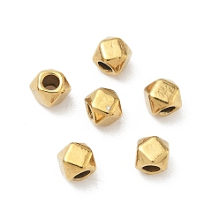 Настоящее золото 18K 304 из нержавеющей стали бусы, многоугольник, граненые, ионное покрытие (ip), реальный 18 k позолоченный, 4x4x4.8 мм, отверстие : 1.6 мм